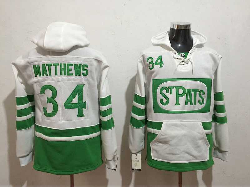 Toronto Maple Leafs #34 Auston Matthews White St. Patrick's Day Stitched Hoodie Sweatshirt,We sell and wholesale Toronto Maple Leafs #34 Auston Matthews White St. Patrick's Day Stitched Hoodie Sweatshirt on line form chian!